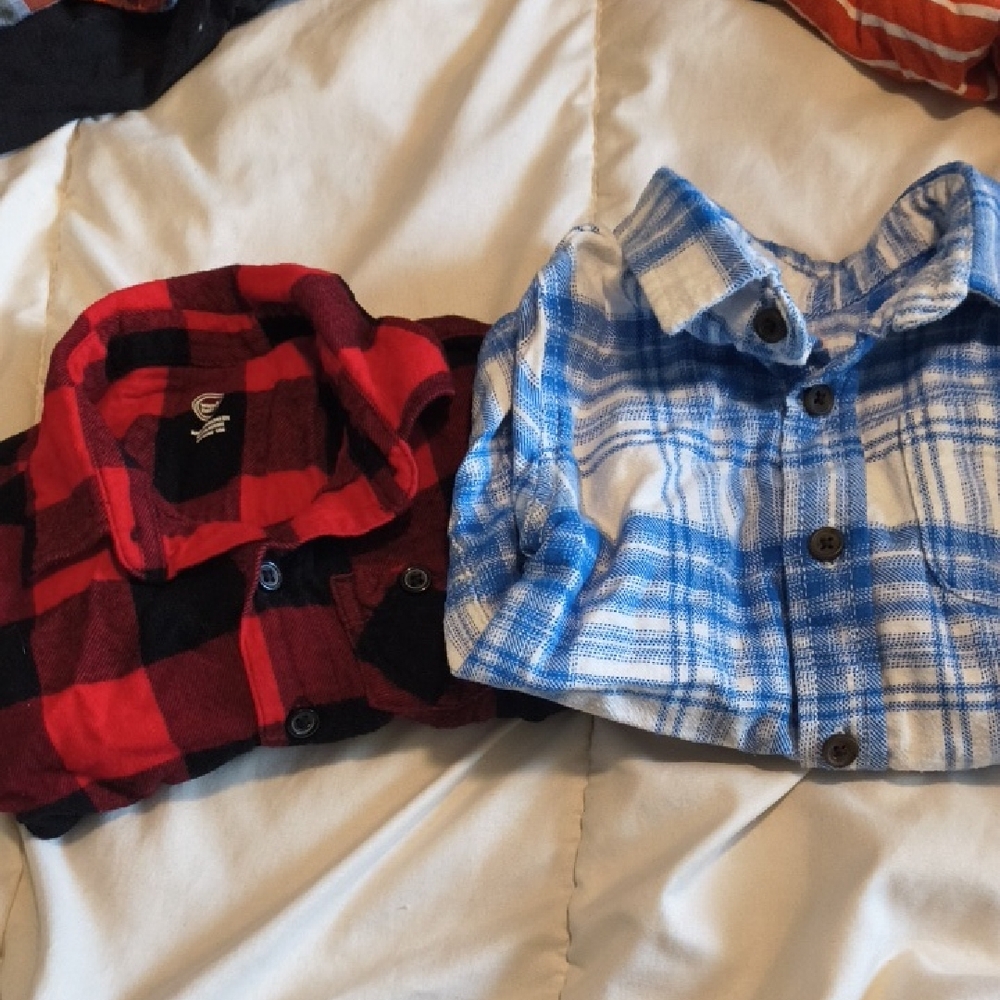 Cat & Jack Boys' Plaid Button-Down Shirts - Red & Blue